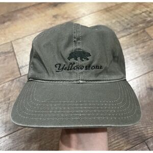 Vintage 90s Yellowstone National‎ Park Embroidered Hat Cap Grey Med Made In USA